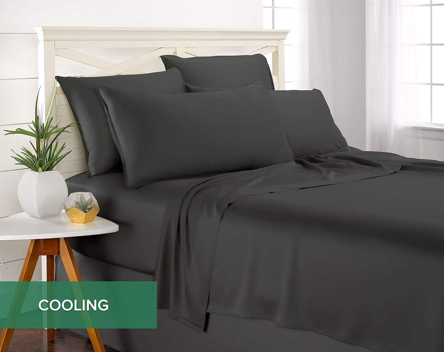 Pure Bamboo Queen Sheets - Luxuriously Soft 100% Organic Viscose Bed Sheet Set | Cooling Charcoal Color