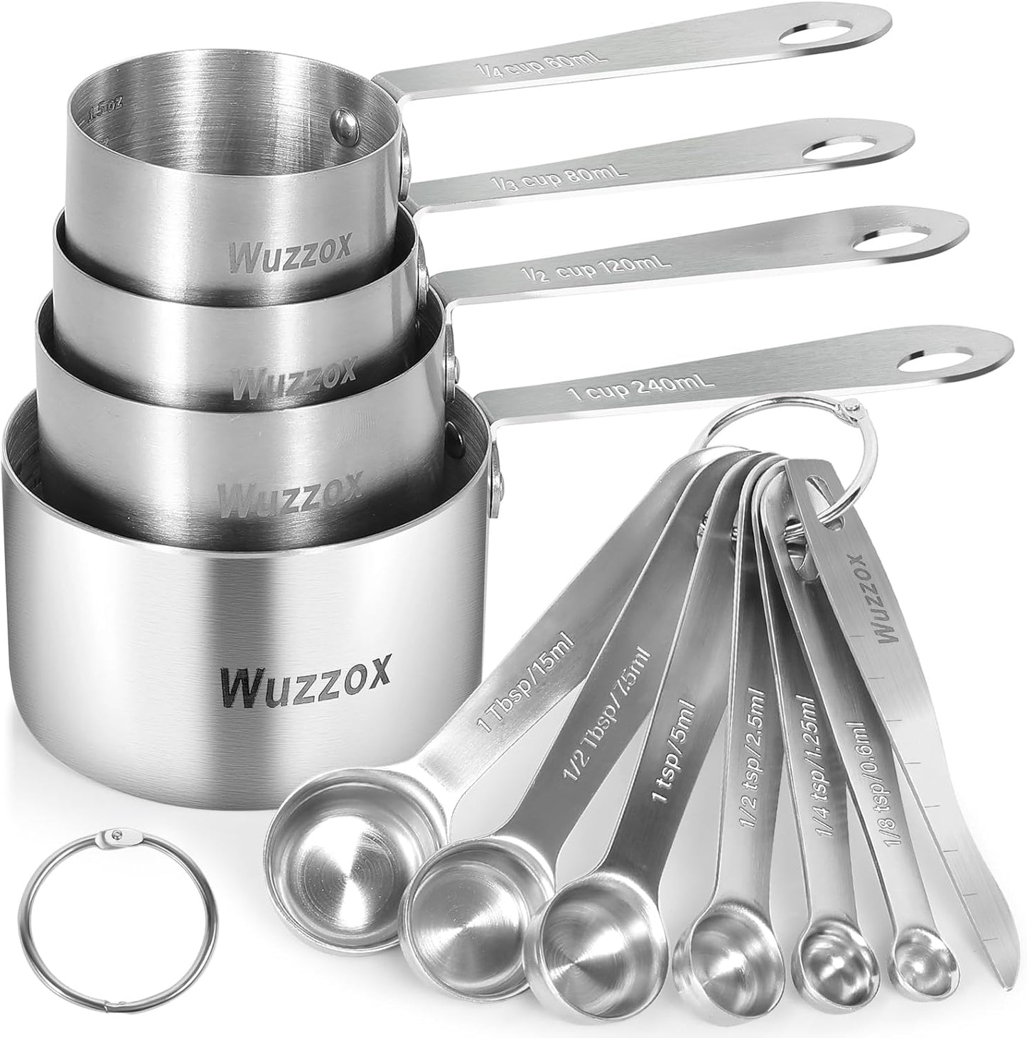 Stainless Steel Measuring Cups & Spoons Set - 11 Stackable Kitchen Gadgets for Cooking & Baking