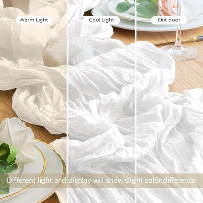 Ivory Cheesecloth Table Runner 10ft - Boho Gauze 6 Pack (Variation: Ivory+6 Pack)