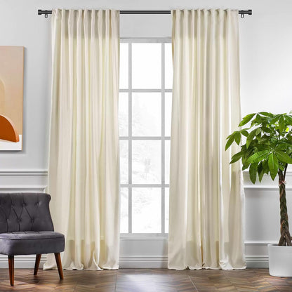 Skiennix Black Curtain Rods - Heavy Duty Metal Drapery Rods 28 to 48 Inch | Modern Design with Brackets