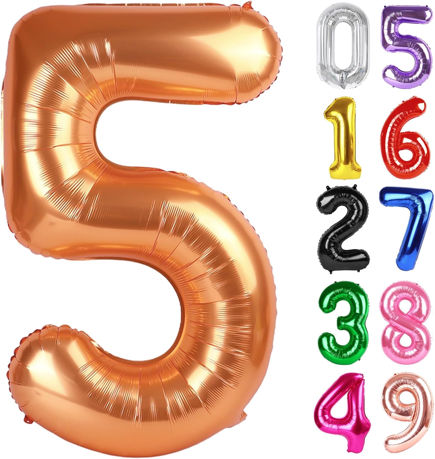 Orange Number 5 Balloon - 40 Inch Giant Foil Balloon for 5th Birthday Party Decorations