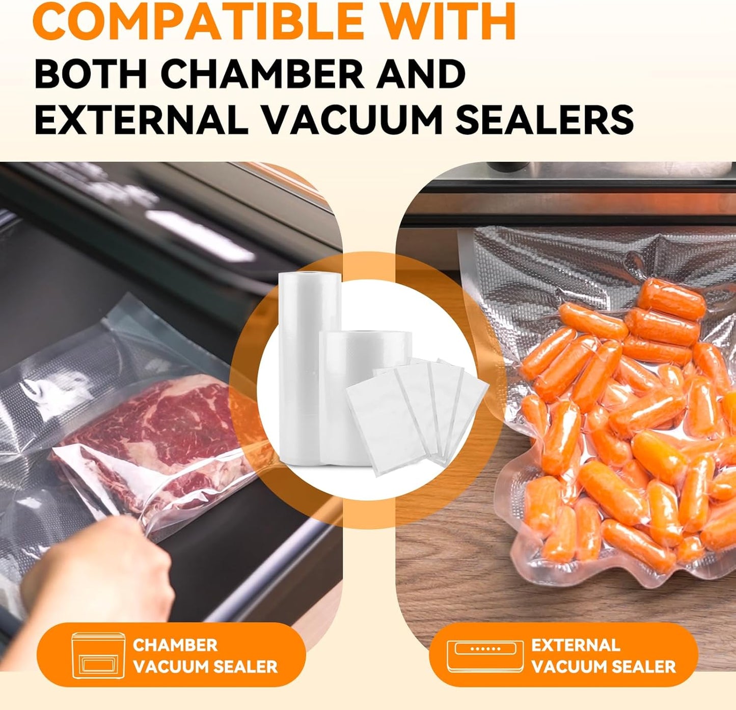 Wevac Lite Vacuum Sealer Rolls - 11" x 50' | 3-Pack for Food Storage, Sous Vide & Meal Prep