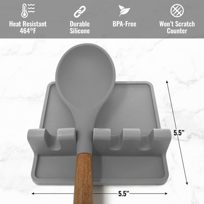 Zulay Silicone Utensil Rest - BPA-Free, Durable Spoon Rest with Drip Pad - Heat-Resistant Spoon Rest for Stove Top - Spoon Rest for Kitchen Counter - Kitchen Gadgets & Kitchen Utensils Holder - 2 Pack