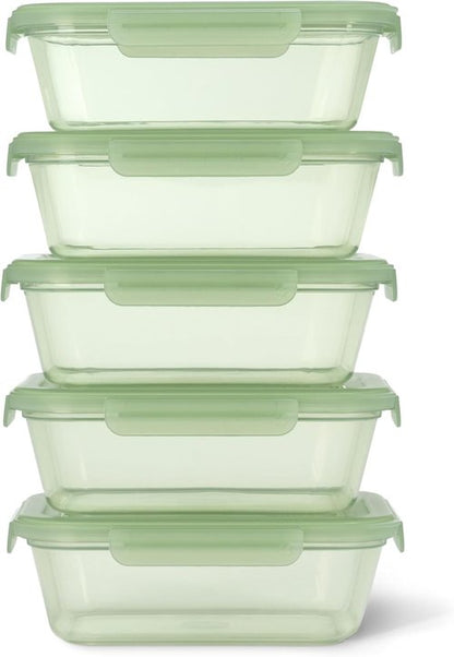 Ello Snap & Nest 10-Piece Meal Prep Set - Reusable 4.5 Cup Food Containers | Dishwasher & Freezer Safe, Sage