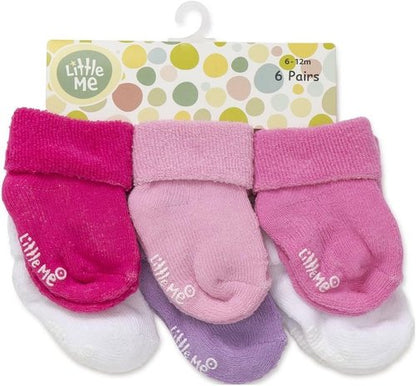 Little Me Baby Girls' Socks - 6 Pack Variety for Comfort and Style | Perfect for Everyday Wear