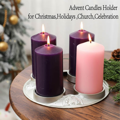 Shellwei Advent Wreath Candle Holder - Metal Nativity Scene Centerpiece for Christmas Decor | Fits 3-Inch Pillar Candles
