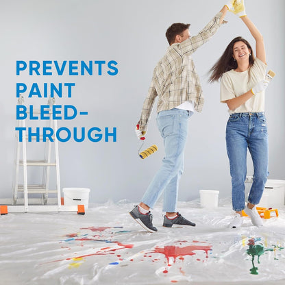 TICONN 12 x 9 Ft Waterproof Plastic Drop Cloth - Heavy-Duty Painters Sheeting for Floor & Furniture Protection (6PK, 1.2Mil)