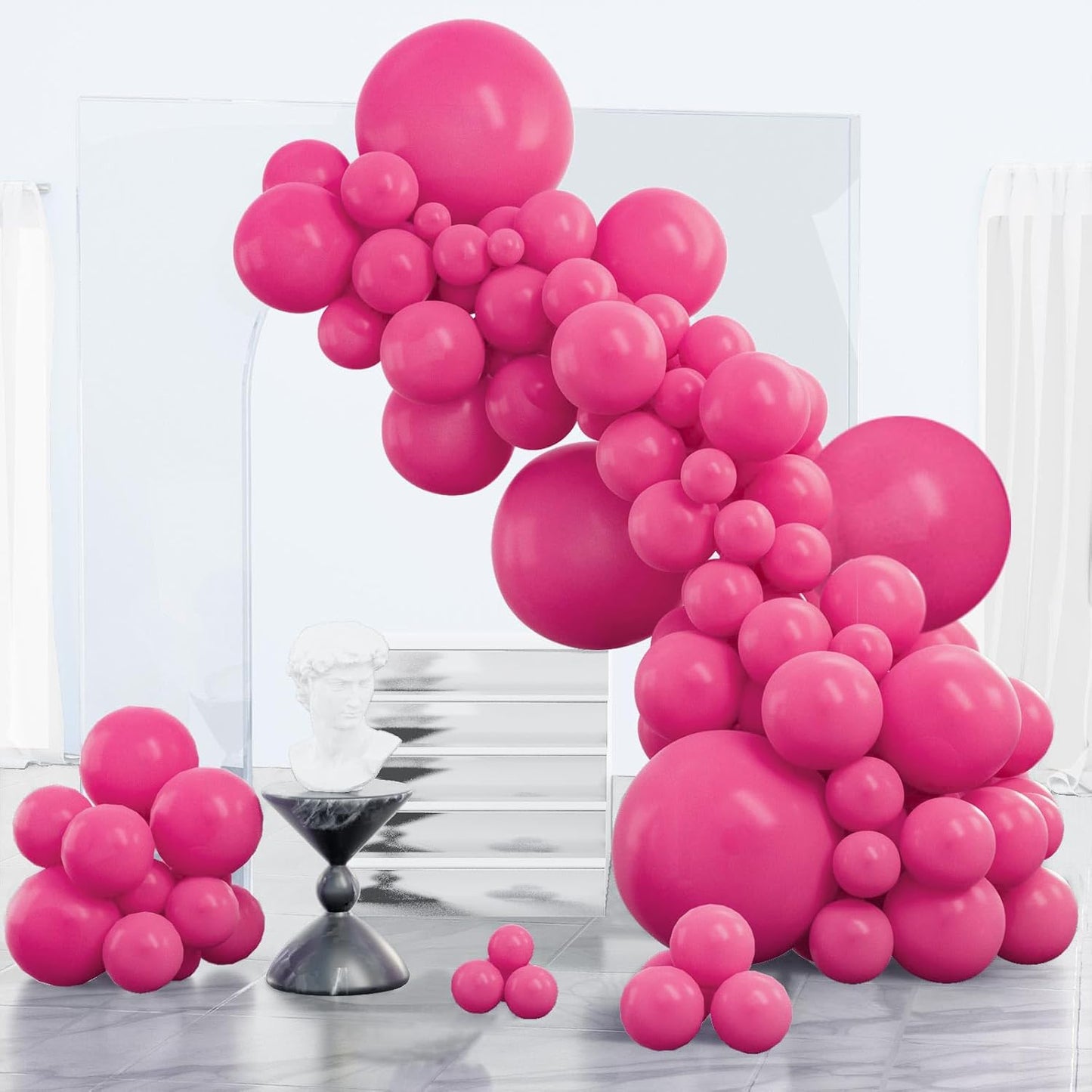 PartyWoo Hot Pink Balloons - 152-Piece Arch Kit with Various Sizes for Baby Showers & Birthdays