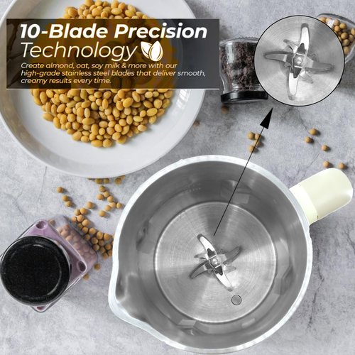 8-in-1 Automatic Soy Nut Milk Maker,40oz Soy Milk Maker for Homemade Almond,Oat,Soy Milk,Rice Paste,Complementary Food,Juice,Milk Maker Machine with Delay Start/Keep Warm/Self Clean/Boil Water (White)