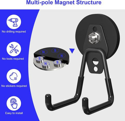 Heavy Duty Magnetic Utility Hooks by [Brand Name] - Anti-Slip Coating for Garage & Garden Tools | 3PCS, 2.59'' Black
