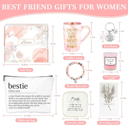 Regine Switzerland Best Friend Birthday Gifts - Unique Friendship Mug, Keychain, Candle & Bracelet for Women