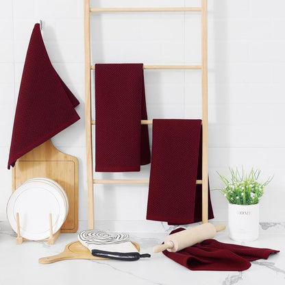 Homaxy Kitchen Dish Towels - Ultra Soft 100% Cotton Waffle Weave, Quick Drying, 13 x 28 Inches, 12-Pack, Burgundy