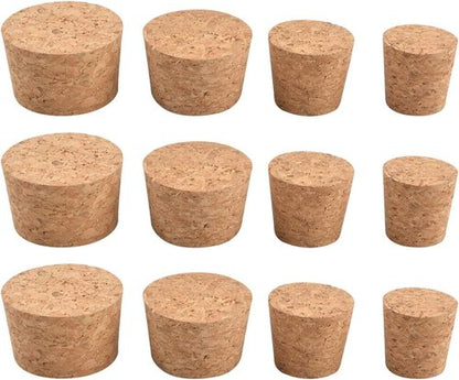 Bottle Mouth Sealing Soft Stopper Natural Soft Wood Corks 12 Pcs Four Sizes of Tapered Cork Plugs Large and Small Stoppers for Wine and Beer Bottles