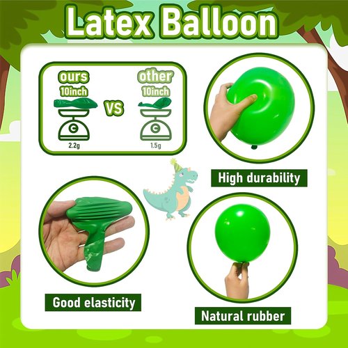 GoGoGoodie Dinosaur Theme Birthday Party Decorations - Green Dino Decor for Boys Ages 3-12