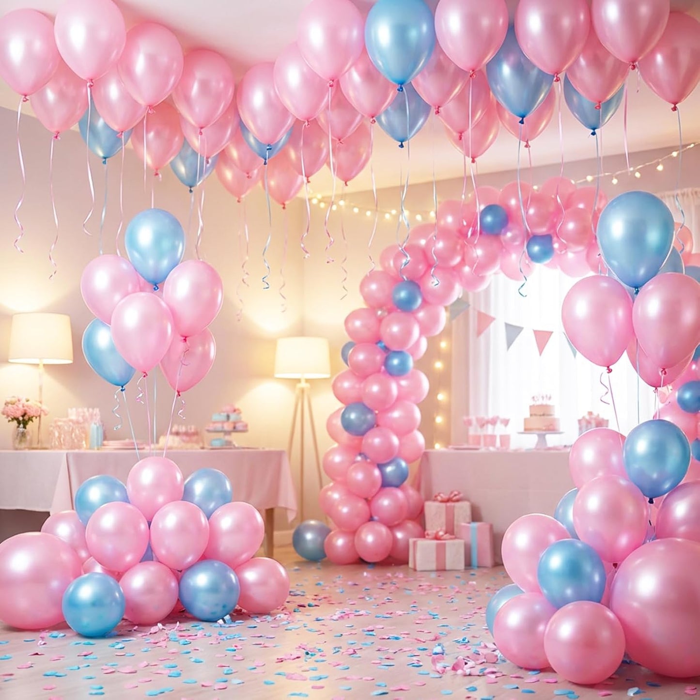 RUBFAC Pearl Pink Balloons - 129-Piece Latex Balloon Garland Kit for Weddings & Parties | 5-12 Inch Sizes