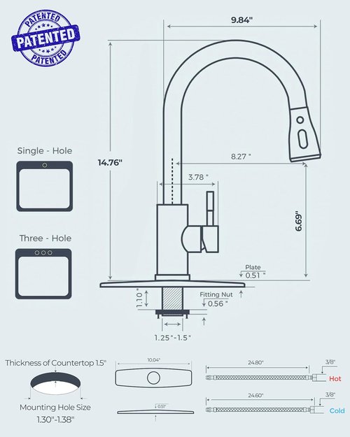 FORIOUS Kitchen Faucet - Brushed Nickel Pull Down Sprayer, High Arc Design for Farmhouse & RV Use
