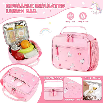 Kids' 3-Piece Backpack Set with Lunch Bag & Pencil Case - Pink Unicorn
