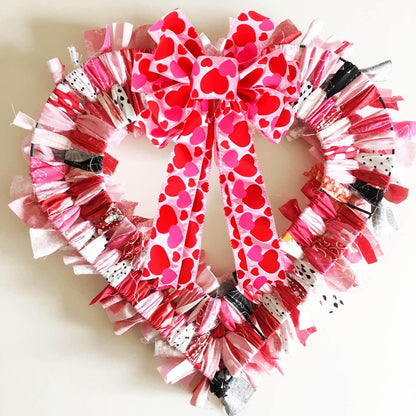 Valentine Tree Topper Bow - Large 11.4”x19.6” Red & Pink Heart Decorations for Home & Party Decor