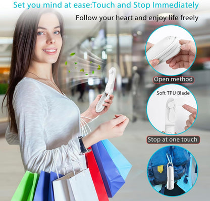 Skiennix Portable Handheld Fan - 6-in-1 Rechargeable Mini Fan with Flashlight & 3 Speeds | White