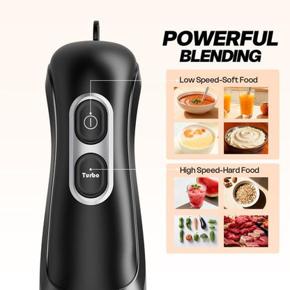 Immersion Blender - Corded Electric Handheld Stick Mixer with Stainless Steel Blades | 2 Speed for Smoothies & Soups