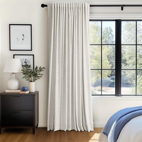 100% Blackout Shield Linen Blackout Curtains for Bedroom 96 Inches Long, Back Tab/Rod Pocket Living Room Drapes, Thermal Insulated Blackout Curtains 1 Panel Set, 100" W x 96" L, Beige