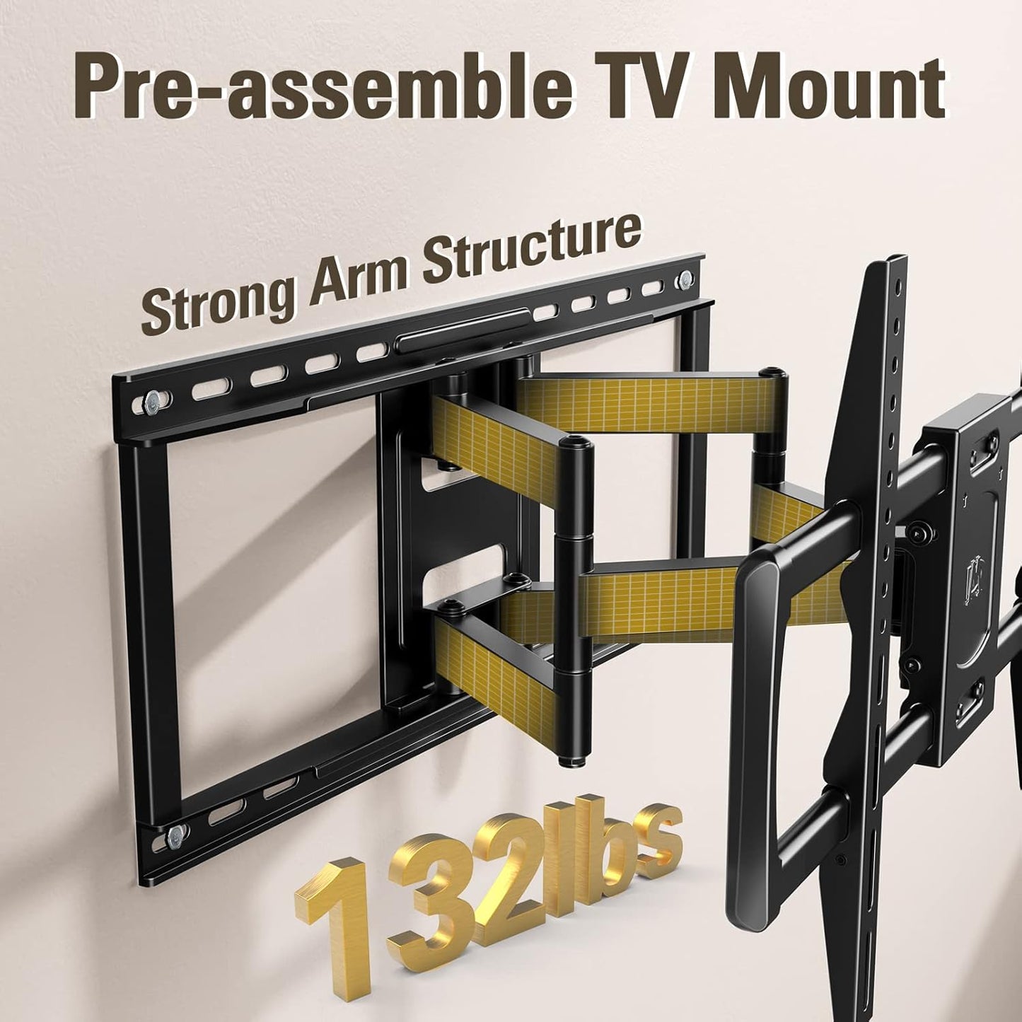 Mounting Dream Full Motion TV Wall Mount - Fits 42-90 Inch TVs, Heavy Duty Bracket, Max VESA 600x400mm, Up to 132LBS