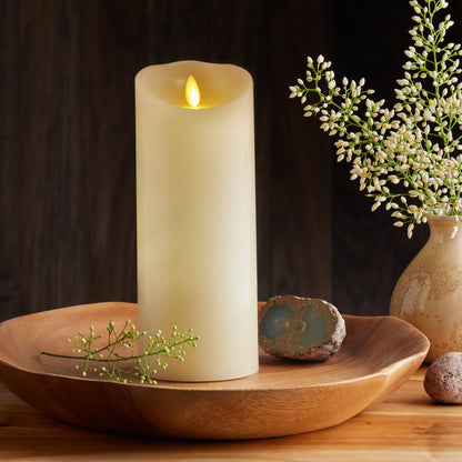 Luminara Moving Flame LED Pillar Flameless Candle, 9-inch, Vanilla Honey Scented, Ivory