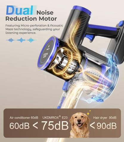 Skiennix Cordless Vacuum Cleaner - 550W, 50KPa Suction, 45 Mins Runtime | Anti-Tangle Brush & LED Display for Home & Car