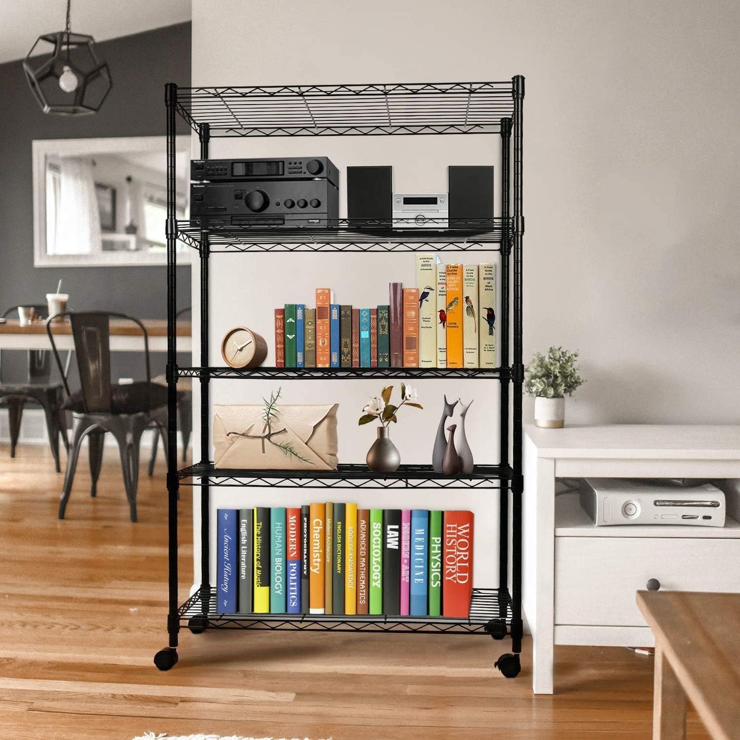 Simple Deluxe Heavy Duty 5-Shelf Storage Shelving Unit - 1250lbs Capacity | 29.92" D x 13.98" W x 61.09" H, Black