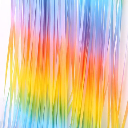 GREATRIL Gradient Pastel Foil Fringe Curtain - Colorful Backdrop Streamers for Kids' Parties | 2 Pack