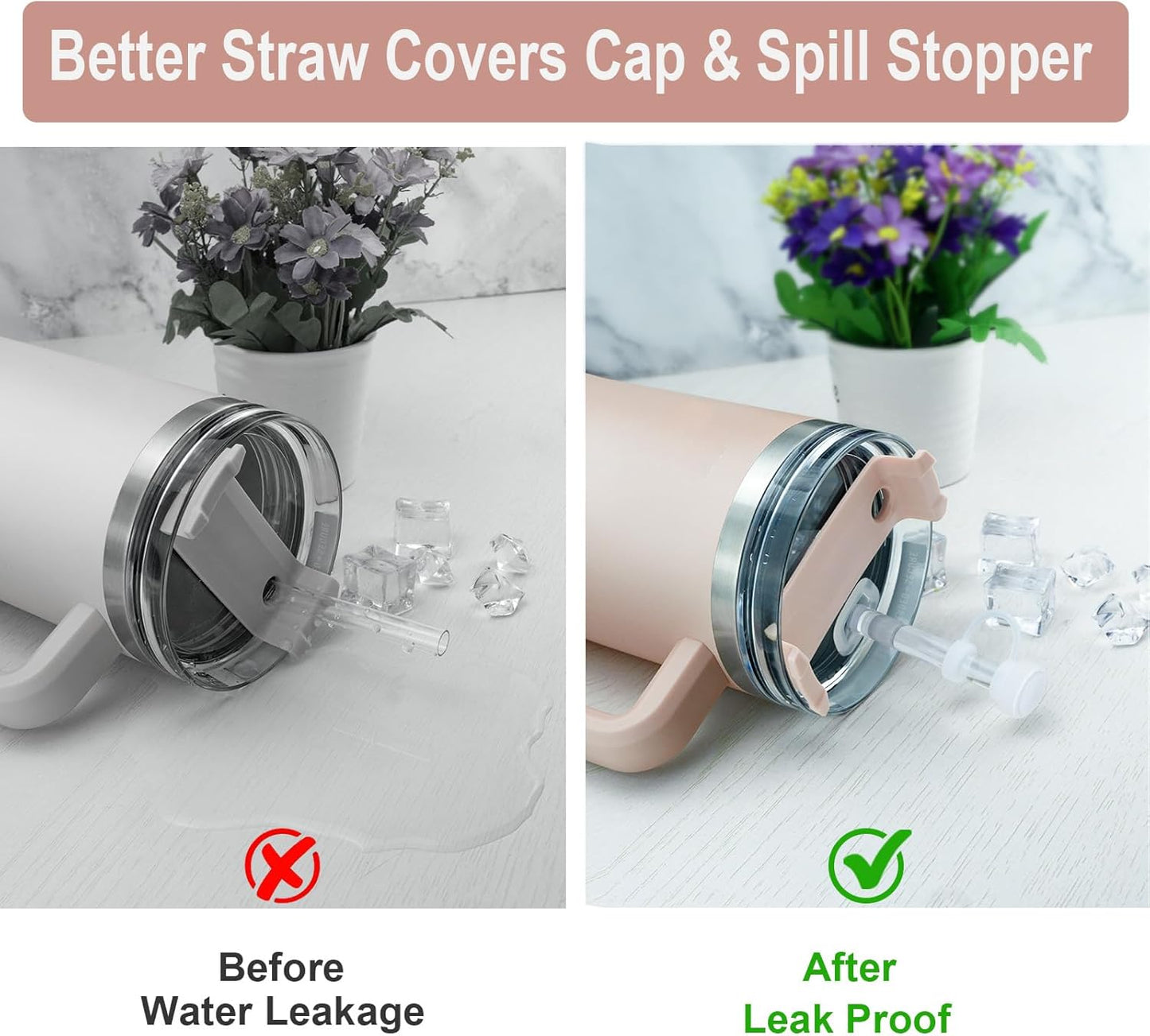 Stanley Cup Straw Cover Spill Stopper Set - 2 Silicone Caps & 4 Leak-Proof Stoppers | Fits 30 oz & 40 oz Tumblers