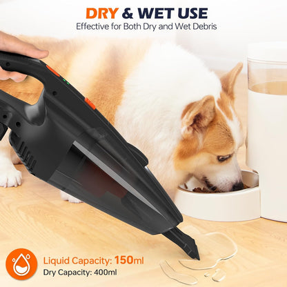 Skiennix Pet Hair Vacuum - Cordless Handheld with 10000Pa Suction & LED Light | Lightweight & Rechargeable