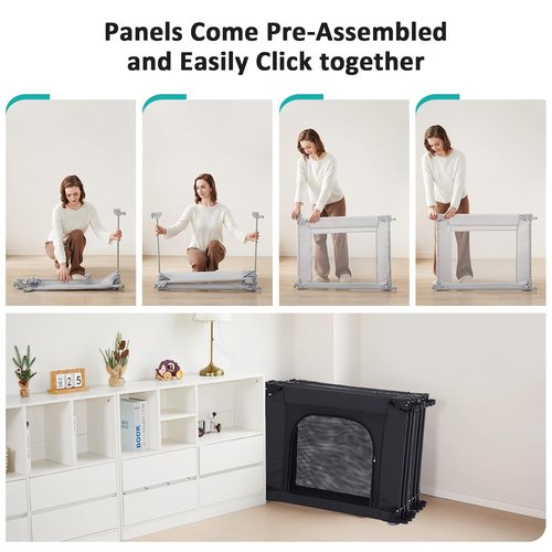Doradotey Baby Playpen - Adjustable Large Playard for Infants & Toddlers | Foldable Mesh Design, Black 180x200x68cm