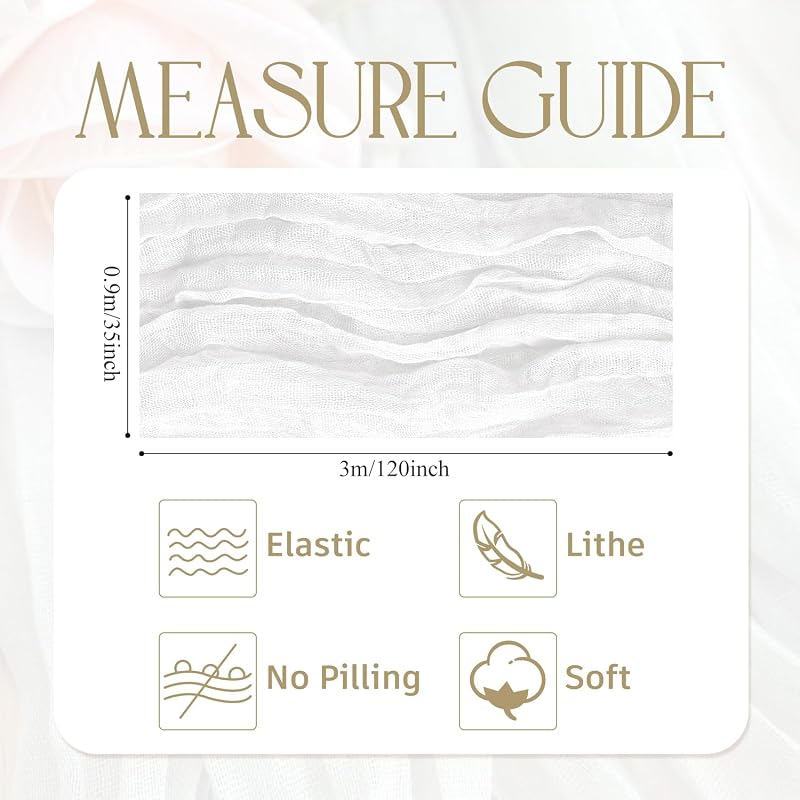 Ivory Cheesecloth Table Runner 10ft - Boho Gauze 6 Pack (Variation: Ivory+6 Pack)