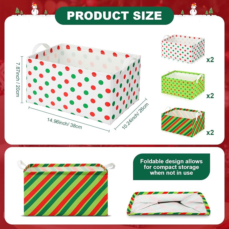 6 Pack Large Christmas Storage Baskets - Classic (Variation: Classic)