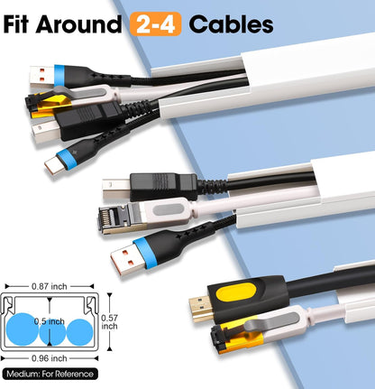 YesBes Cord Hider Kit - 116in Paintable Cable Raceway for Wall-Mounted TVs | White Wire Covers 0.96in x 0.57in