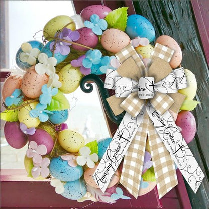Large Easter Bows by [Brand Name] - Natural White Buffalo Plaid Ribbon for Wreaths & Decorations