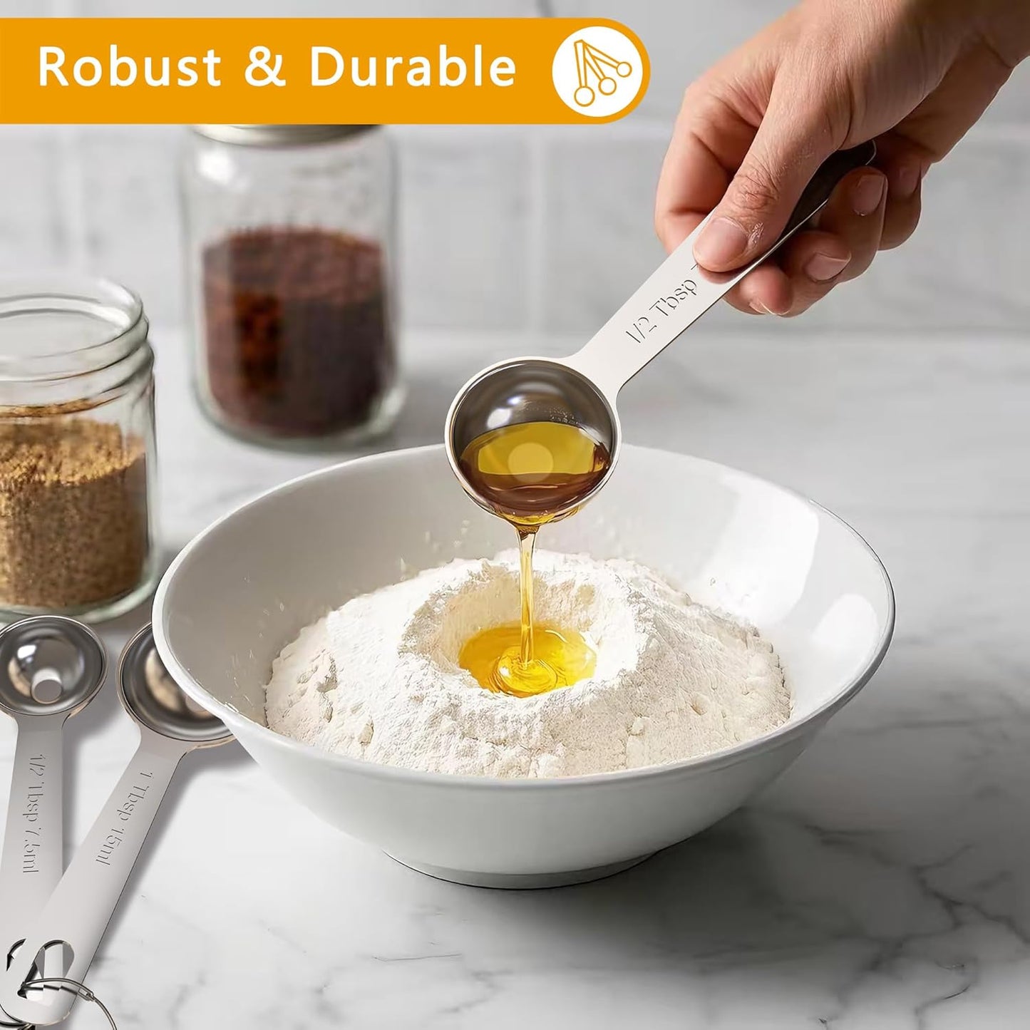 TILUCK Stainless Steel Measuring Spoons Set - Versatile Kitchen Gadgets for Cooking & Baking | Set of 7