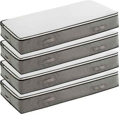 90L Foldable Under Bed Storage Containers by [Brand Name] - Grey Closet Organizers for Blankets, Clothing & More