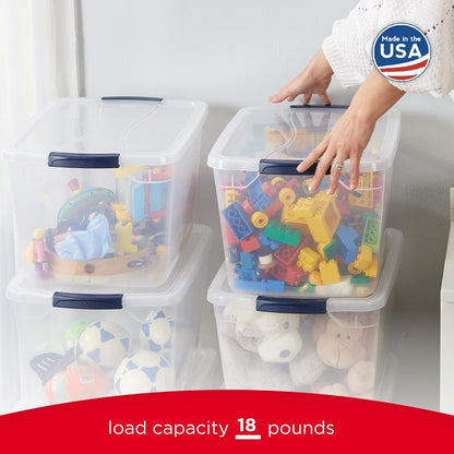 Rubbermaid Cleverstore Clear 32 Qt Storage Bins - Stackable Plastic Containers with Lids | Ideal for Home Organization