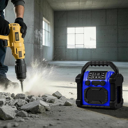 Ottosing 30W Jobsite Radio Speaker IPX66 Waterproof Bluetooth FM Clock LED Light – Blue