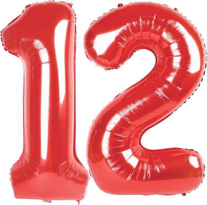 Red Number 12 Balloon - 40 Inch Birthday Decoration for 12th Birthday Party Supplies