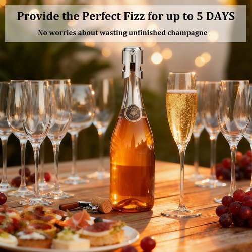 Champagne Stoppers for Bottles, Pafusen Champagne Sealer Stopper, Stainless Steel Champagne Cork Stopper Toppers, Saver for Champagne Cava Prosecco Sparkling Wine (Champagne -3-Pack- Gold)