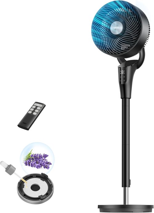DREO Quiet Oscillating Fan - 90ft Airflow, 20dB Noise Level, Adjustable Height 38-42'' | 8+ Speeds & 3 Modes