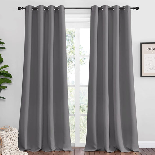 NICETOWN Blackout Curtains - Energy Saving Thermal Insulated Draperies | 55" x 94", Grey, 1 Pair