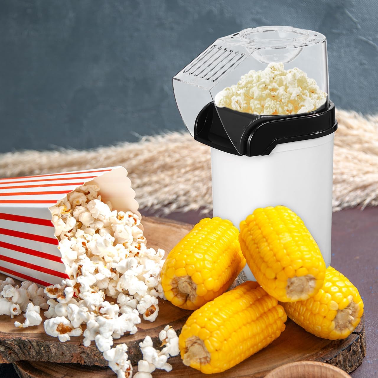 OUNONA Electric Hot Air Popcorn Maker - Compact 10-Inch Design for Quick Snacks | Perfect for Movie Nights