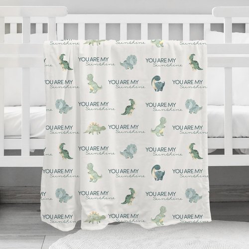 CIVARUA KIDS Dinosaur Baby Blankets for Boys, Super Soft Newborn Nursery Blanket with Double Layer Dotted Backing - Blue Babies Minky, Cozy Printed Bed Throw Blanket (30" x 40")
