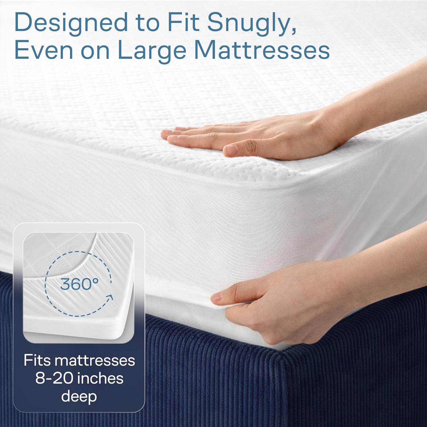100% Waterproof Mattress Protector by [Brand Name] - Full Size, Noiseless & Cooling Bamboo Viscose - Ultimate Spill & Stain Defense (White)