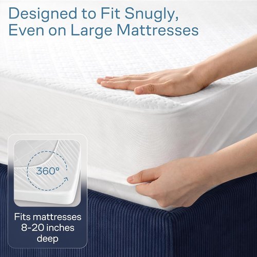 100% Waterproof King Mattress Protector - Ultimate Spill & Stain Defense for Parents & Pet Owners - Noiseless Cooling Bamboo Viscose (White)