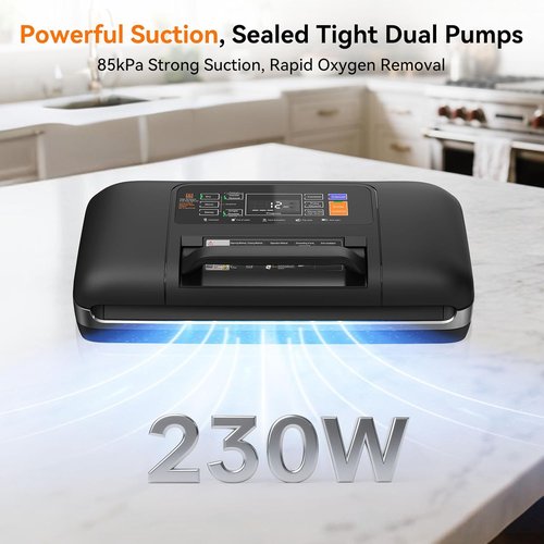 85Kpa Vacuum Sealer Machine - 10-in-1 Automatic Food Saver with Easy-Lock Handle & Built-in Cutter | Includes Bags & External Hose